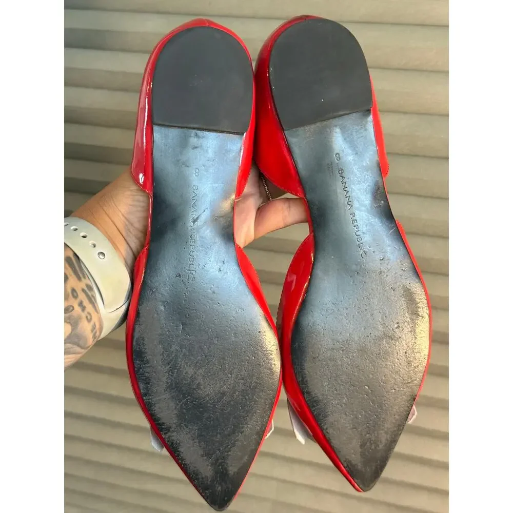 Banana Republic Red Patent Leather Pointed Toe slip on vamp flats Women’s 8
